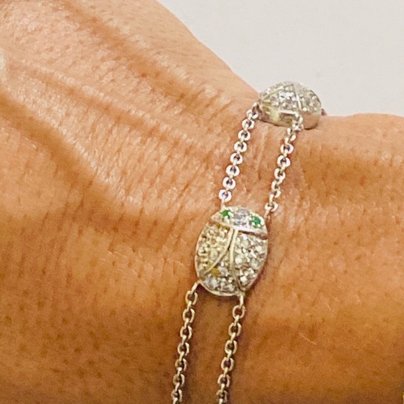 LJ Sterling Silver 925 Pave Beatle Bug Bracelet - Picture 3 of 9